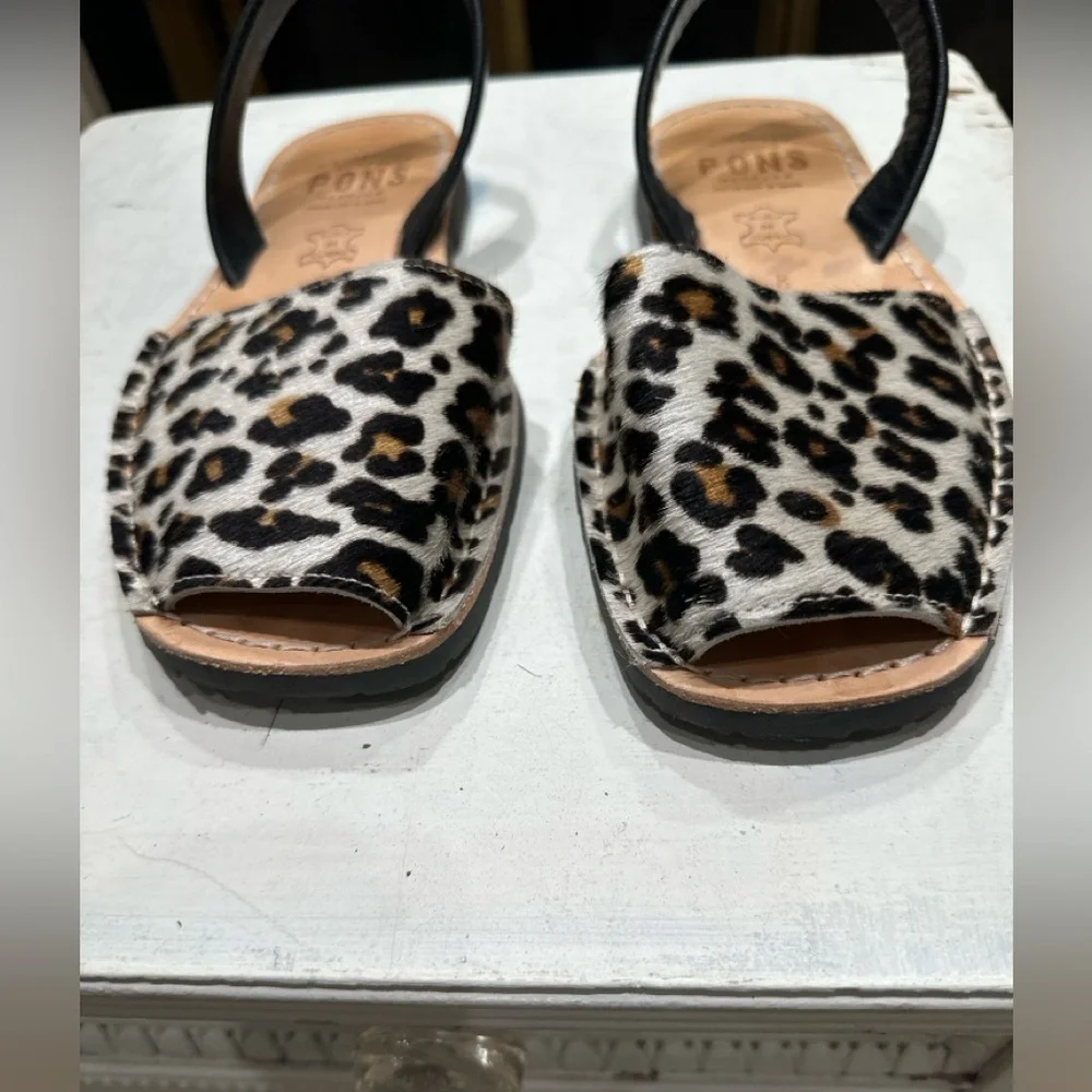 Pons Menorca Avarca Sandals Leopard Print Pony Hair Leather EU 38 US‎ 8 - Picture 3 of 14